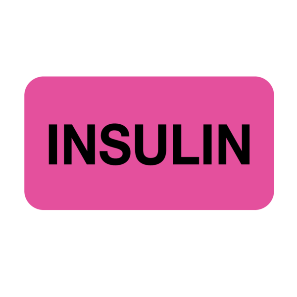 Nevs Label, Insulin 7/8" x 1-5/8" Flr Pink w/Black P-14470